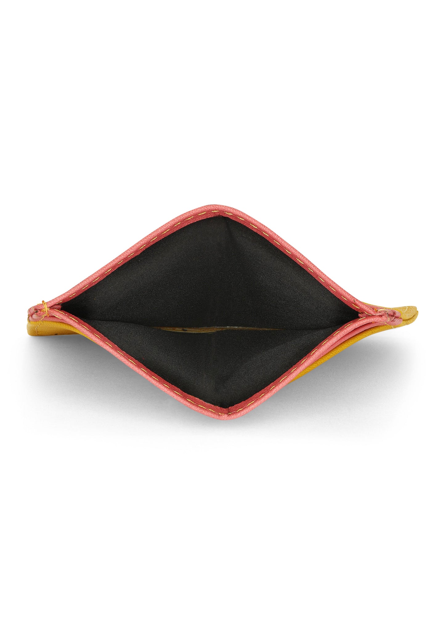JAGUAR LEATHER CARD HOLDER WALLET // YELLOW + PINK