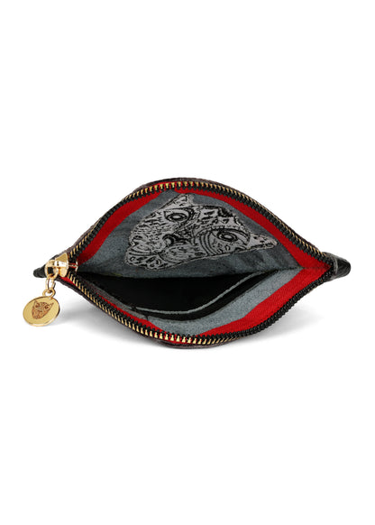 JAGUAR EMBROIDERED ZIP AROUND WALLET // BLACK