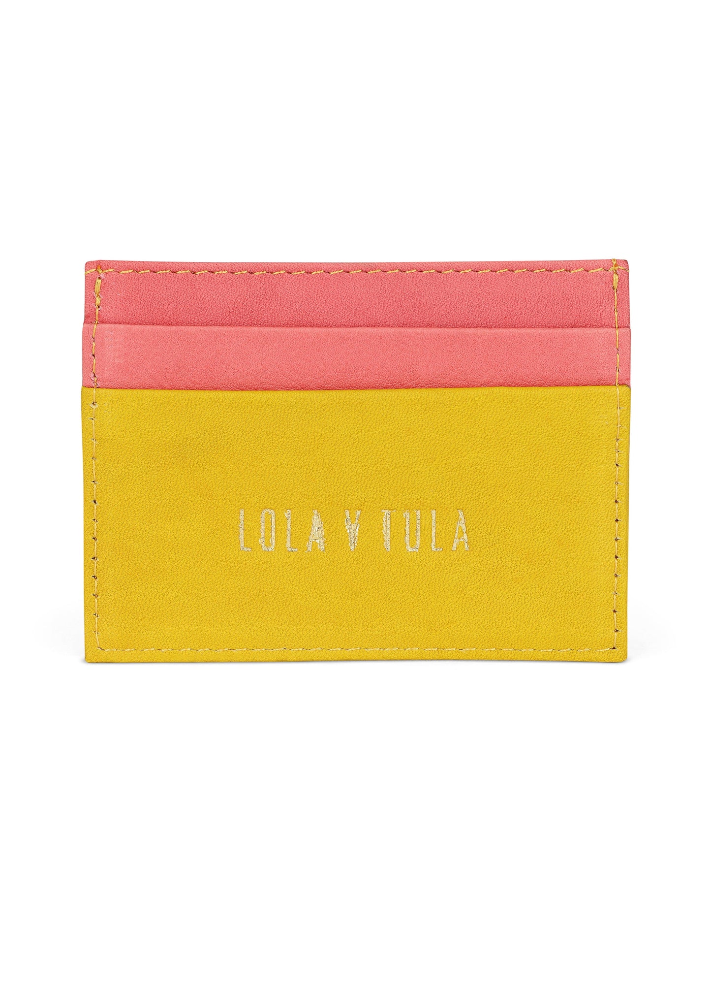 JAGUAR LEATHER CARD HOLDER WALLET // YELLOW + PINK