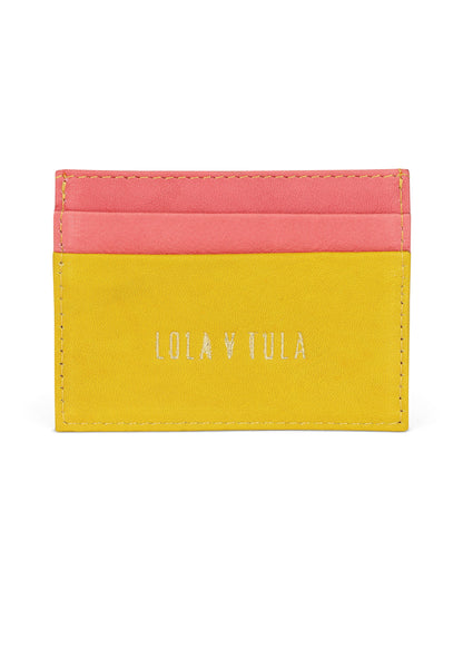 JAGUAR LEATHER CARD HOLDER WALLET // YELLOW + PINK