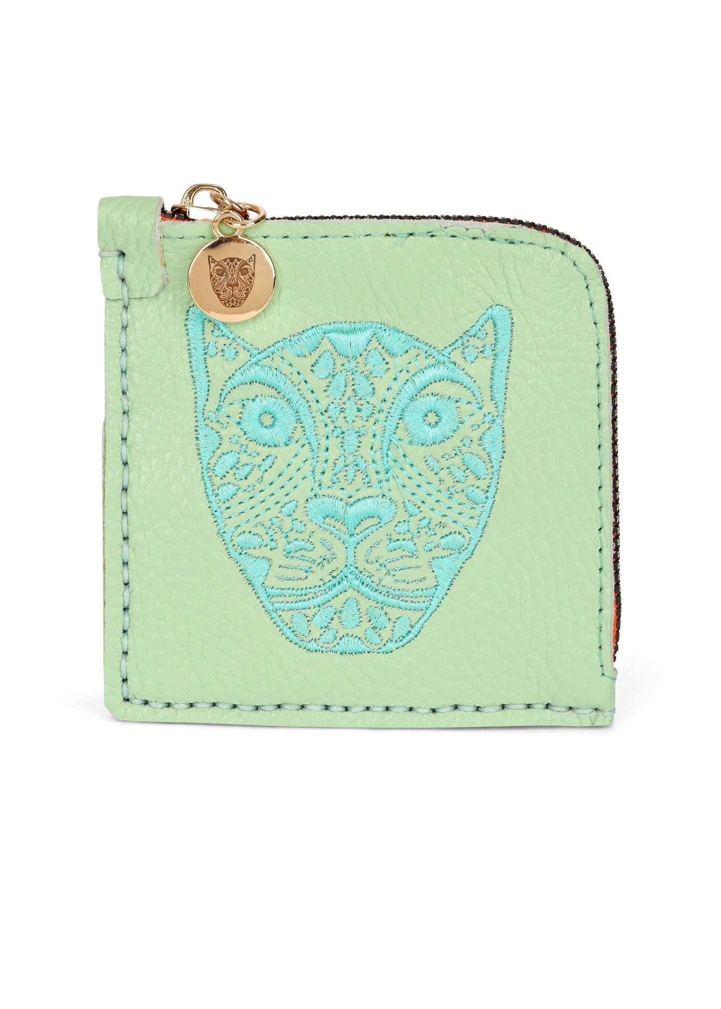 JAGUAR EMBROIDERED ZIP AROUND WALLET // MINT