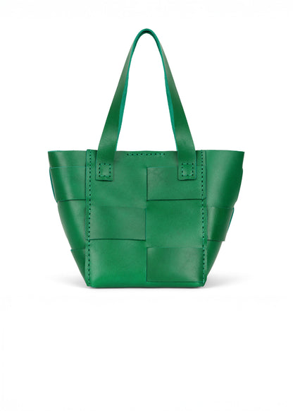 Mexican Leather Bag Basket Bag Green