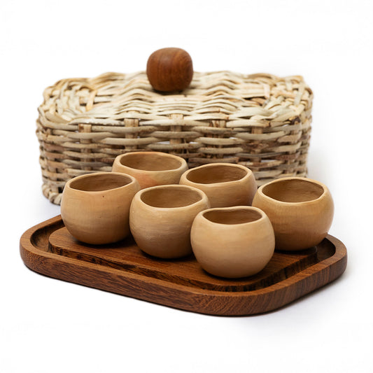 Mexican Clay Shot Glass Set 8pc - Seis Copitas Set Tequilero