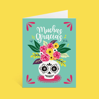 Muchas Gracias Sugar Skull Day of the Dead- Thank You Card In Spanish