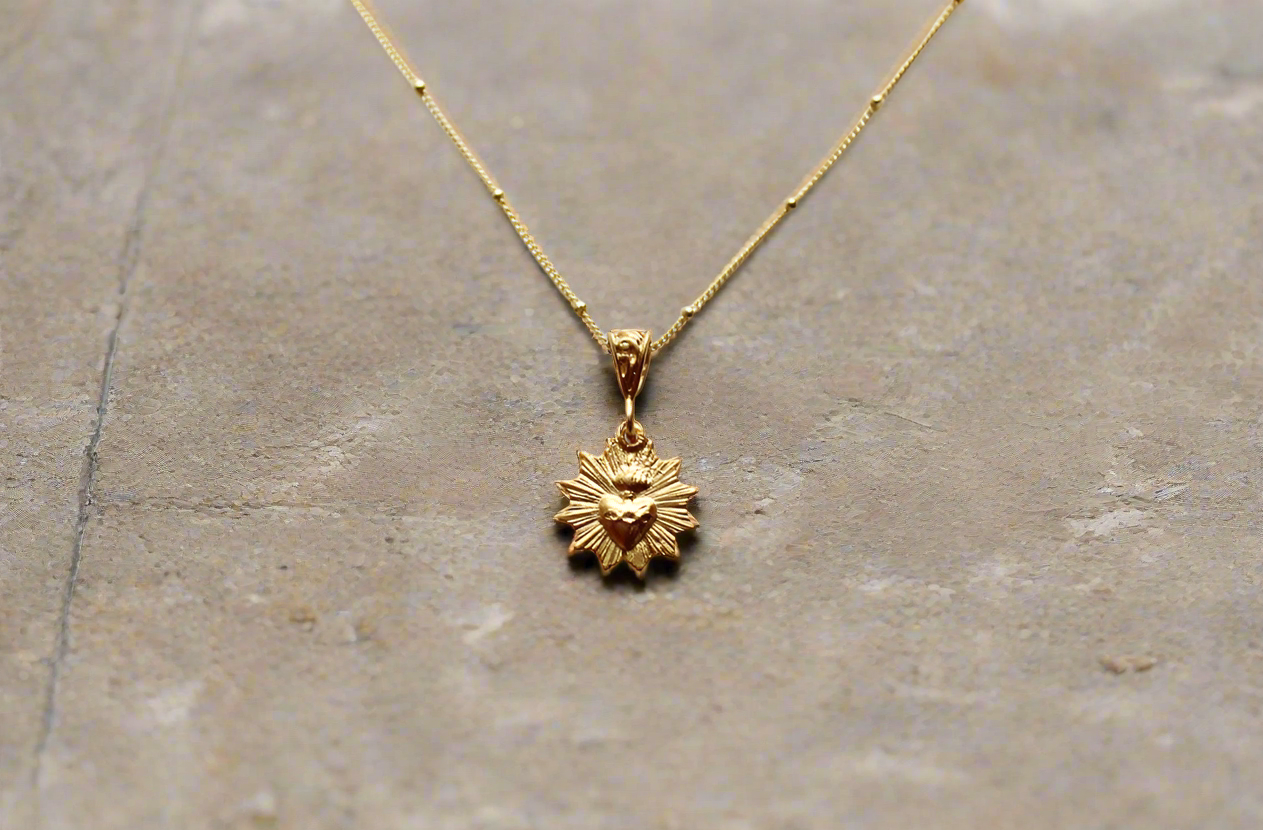 Gold Vermeil Most Sacred Heart Scalloped Necklace