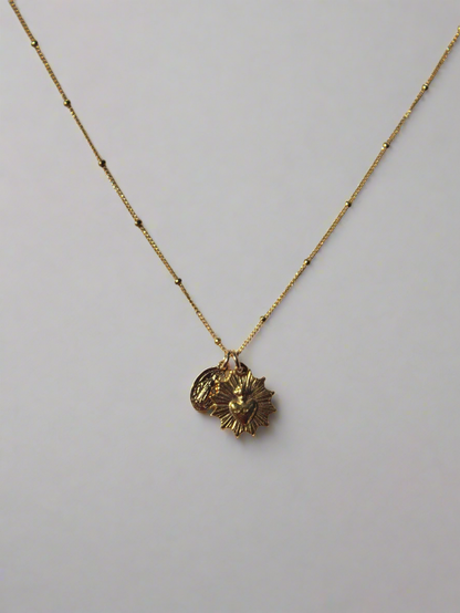 Gold Vermeil Sacred Heart and Miraculous Medal Necklace
