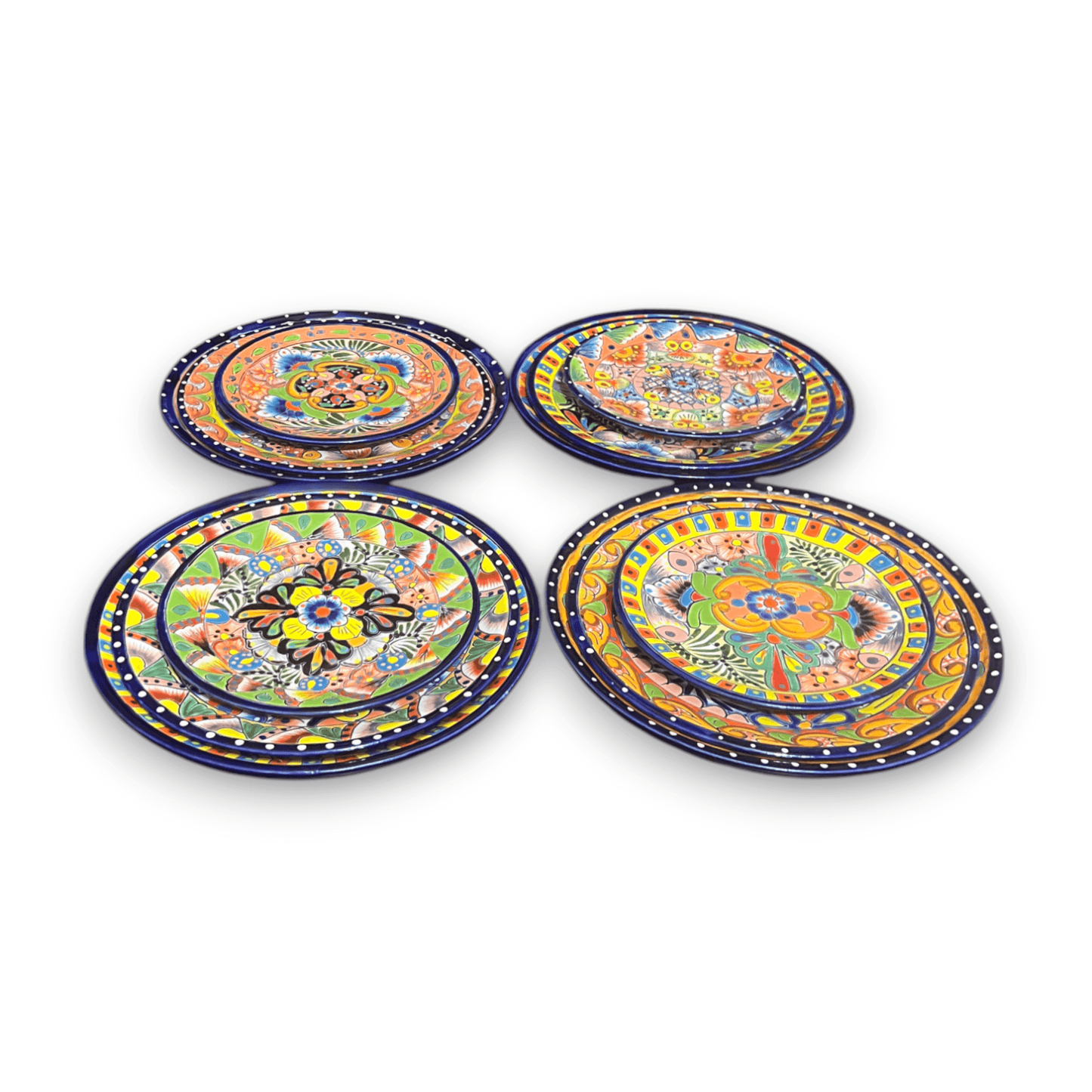 Colorful Talavera Dinnerware Set | 24-Piece Plate Set for 8