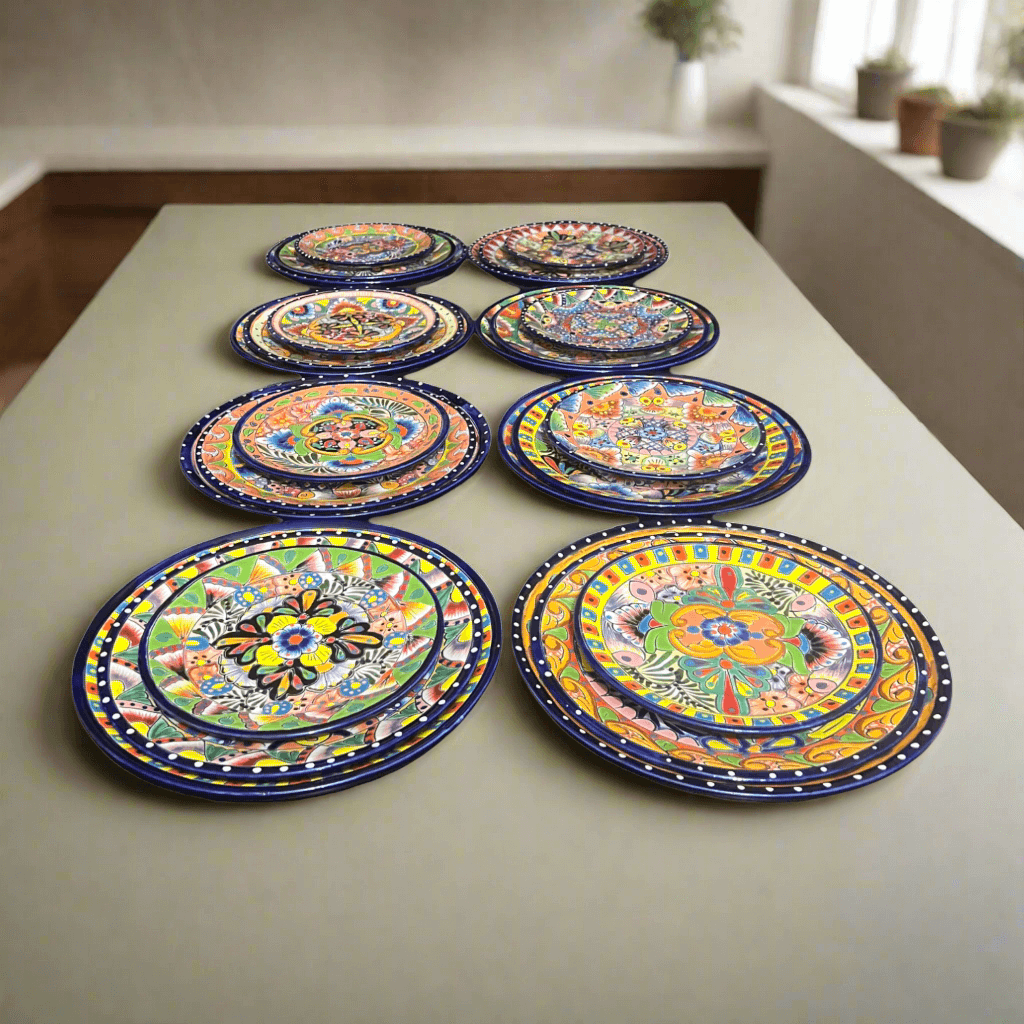 Colorful Talavera Dinnerware Set | 24-Piece Plate Set for 8