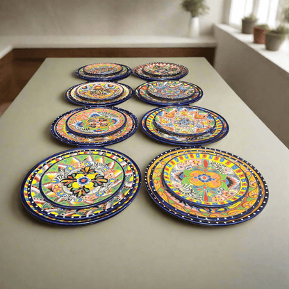 Colorful Talavera Dinnerware Set | 24-Piece Plate Set for 8
