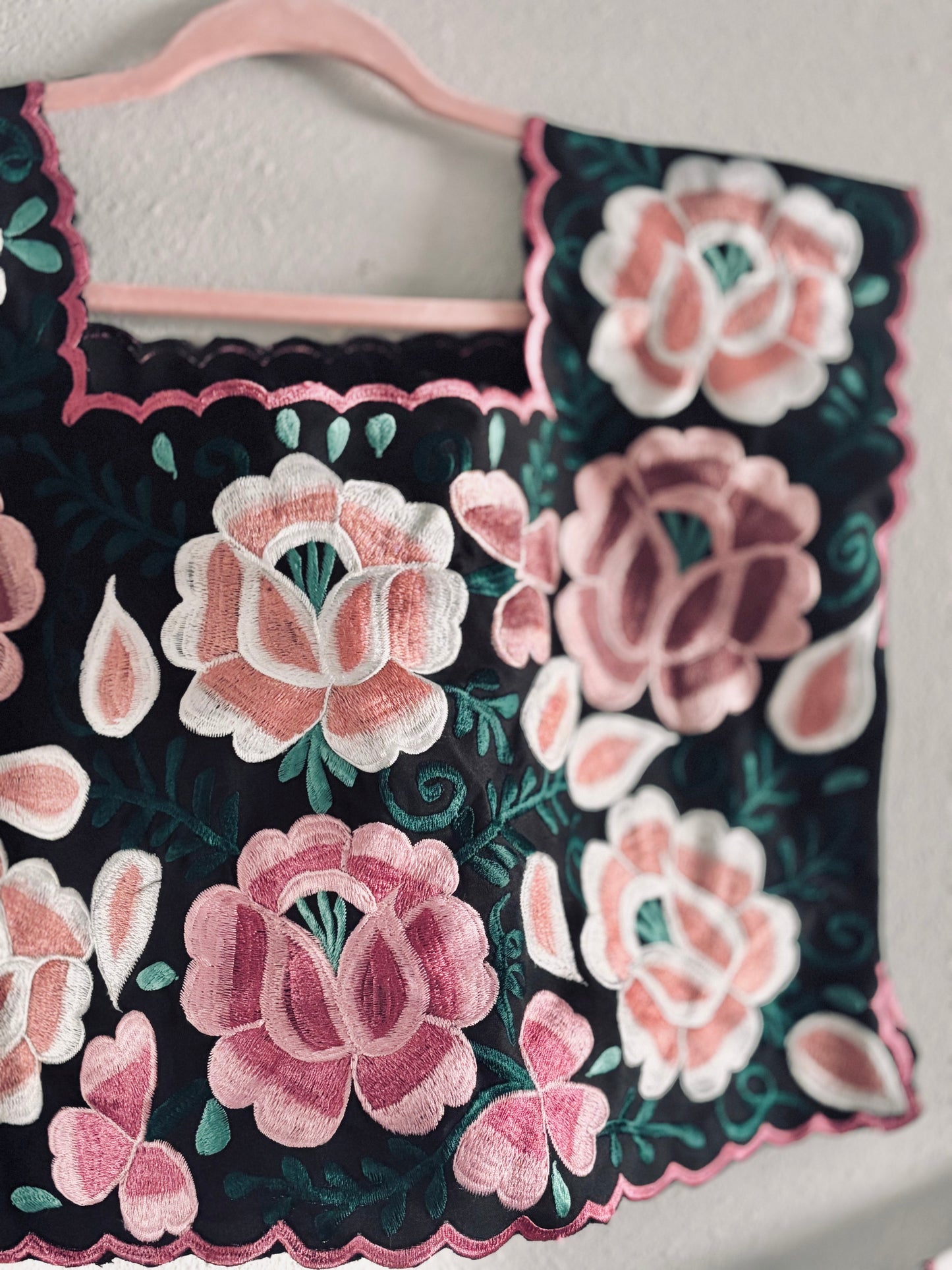 Paloma Floral Embroidered Blouse – Handmade Mexican Top in Pastels