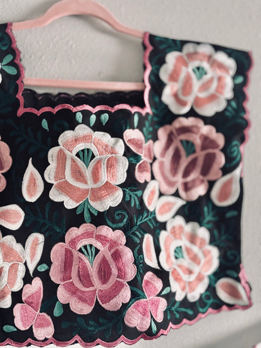 Paloma Floral Embroidered Blouse – Handmade Mexican Top in Pastels