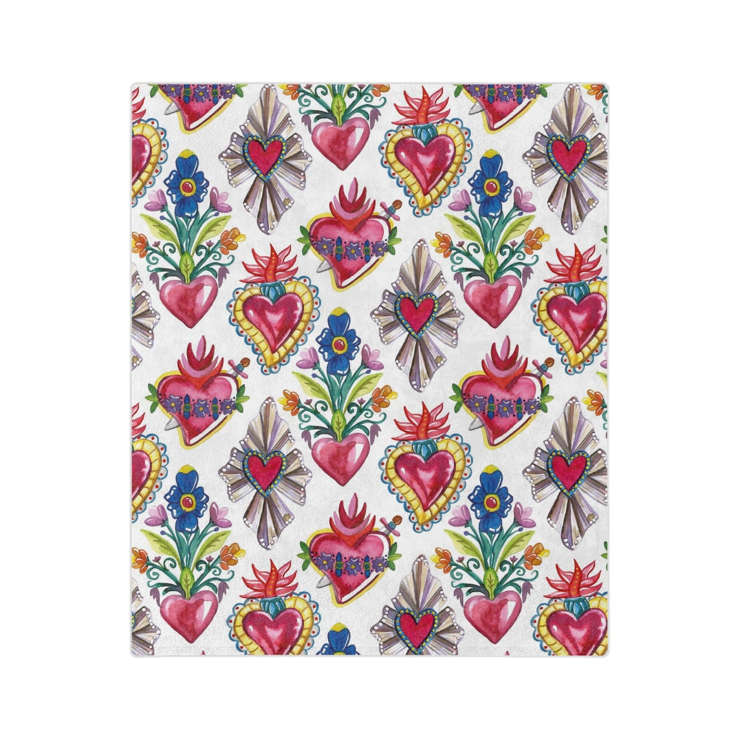 Mexican Sacred Heart Soft Printed Blanket - Sagrado Corazón Cobija