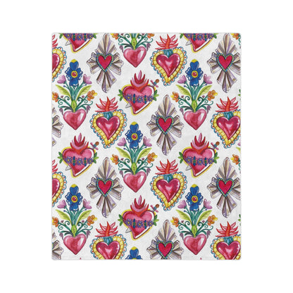 Mexican Sacred Heart Soft Printed Blanket - Sagrado Corazón Cobija
