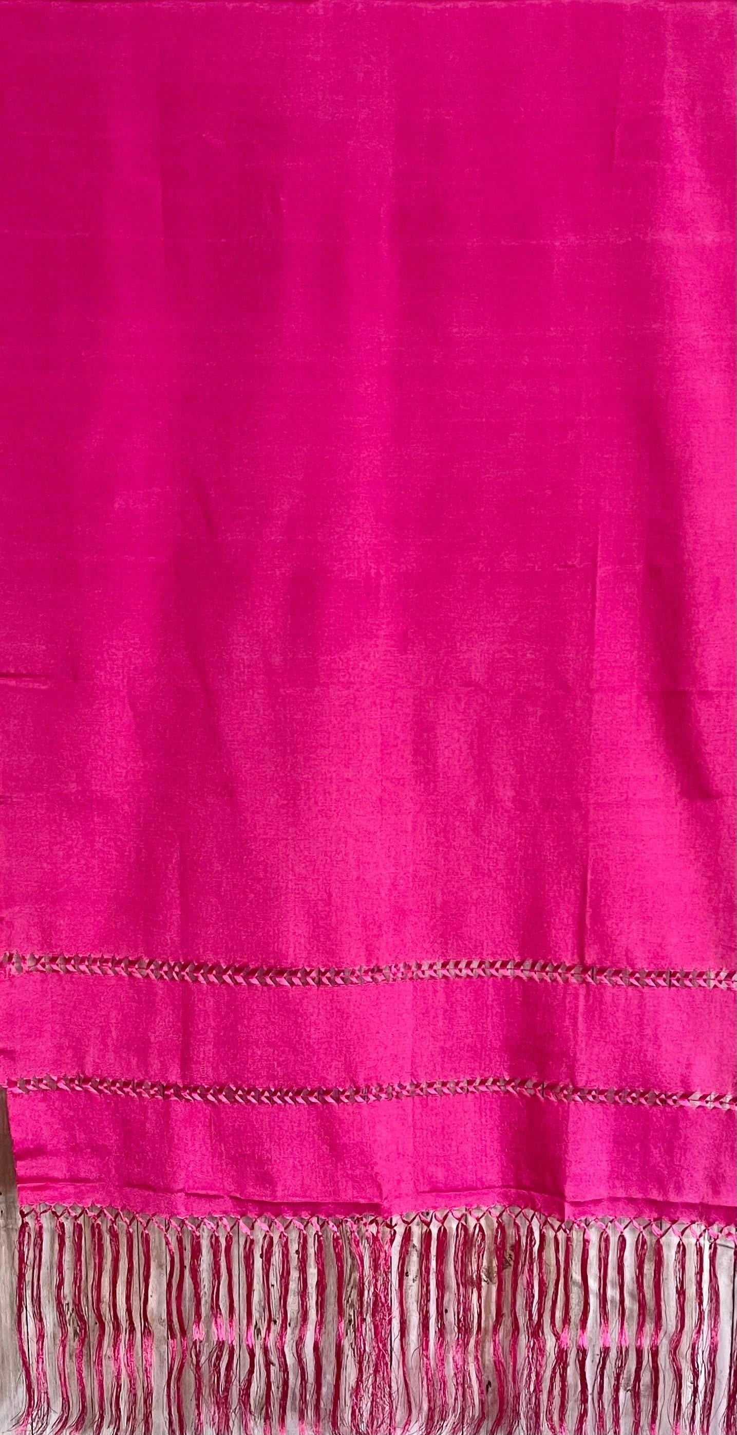 Mexican Rebozo Silk Hot Pink - Reboso Mexicano De Artiseda