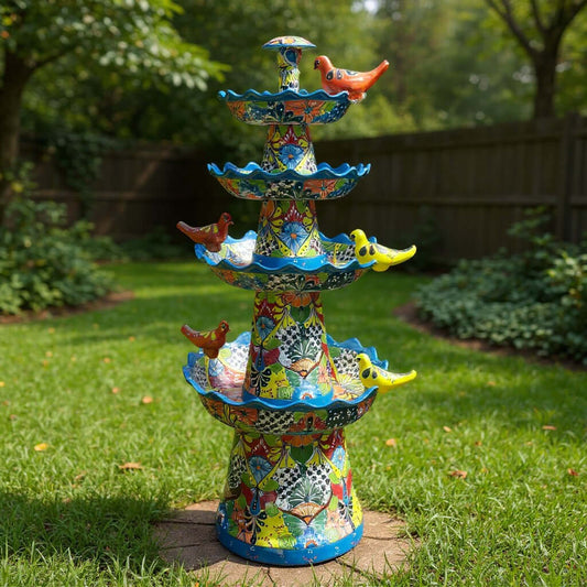 Grand Talavera Garden Fountain | Handcrafted Mexican Art