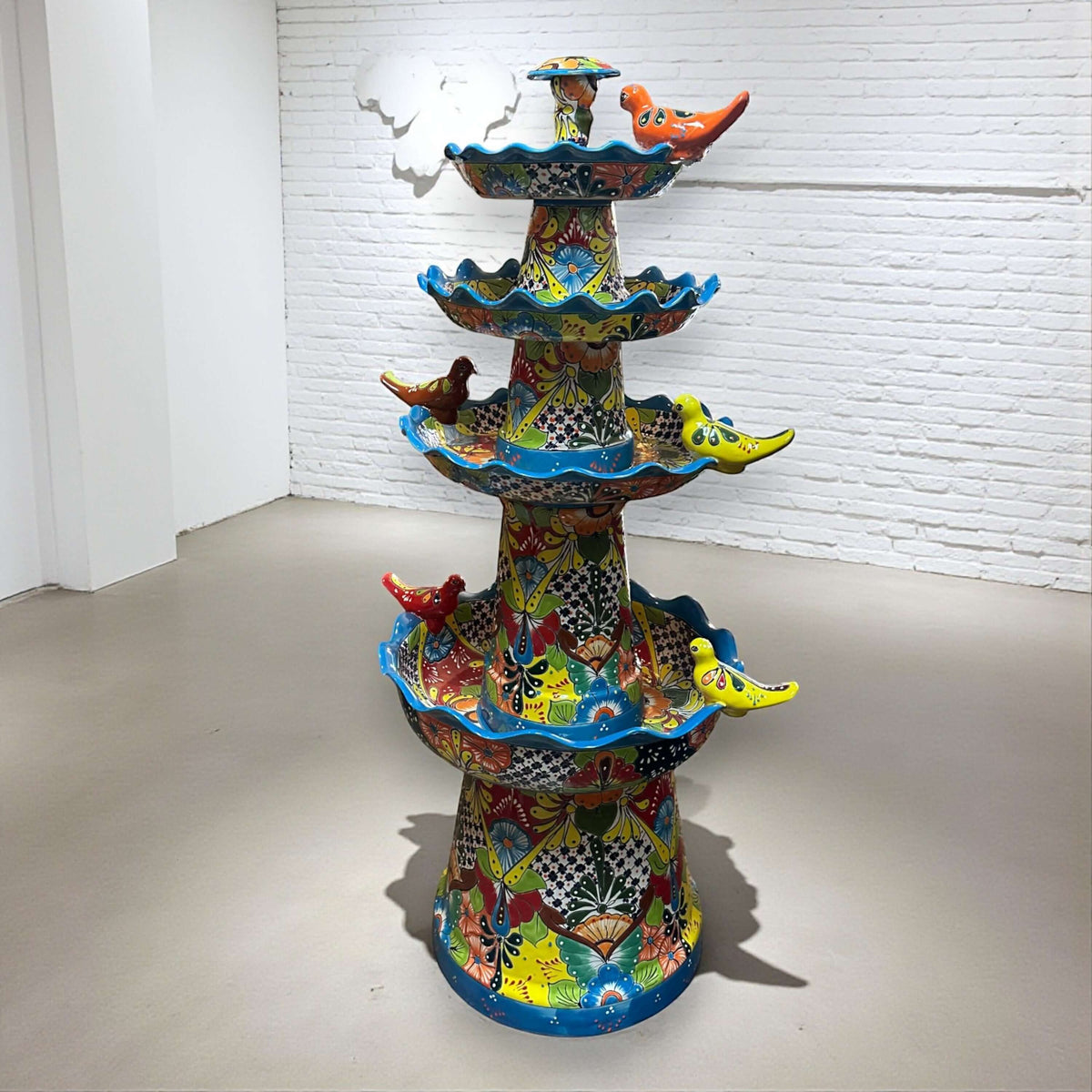 Grand Talavera Garden Fountain | Handcrafted Mexican Art