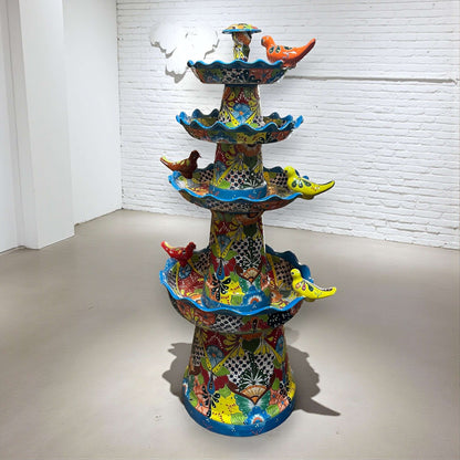 Grand Talavera Garden Fountain | Handcrafted Mexican Art