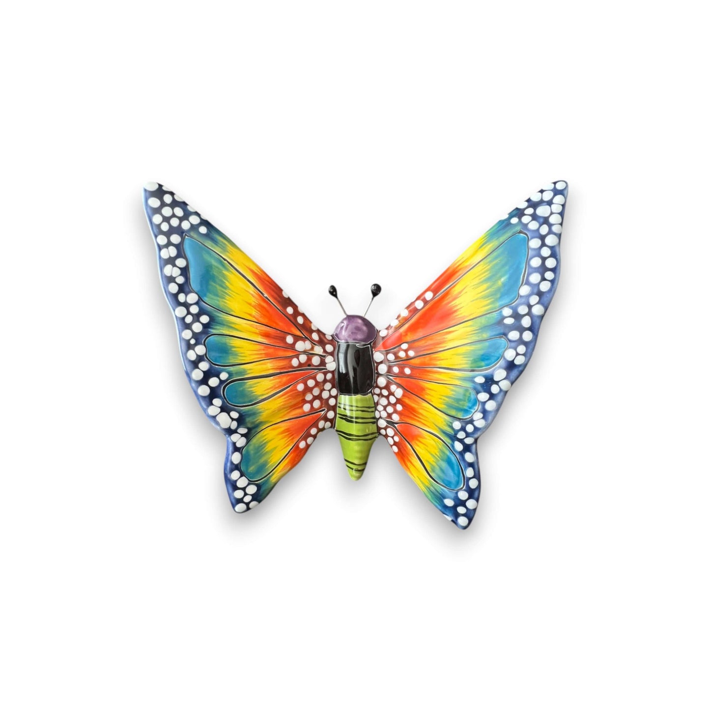 Set of 3 Talavera Butterfly Wall Hangings | Handmade Ceramic Decor