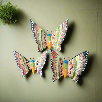 Set of 3 Talavera Butterfly Wall Hangings | Handmade Ceramic Decor