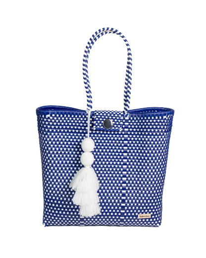 Navy and White Checkered Hombro Bag
