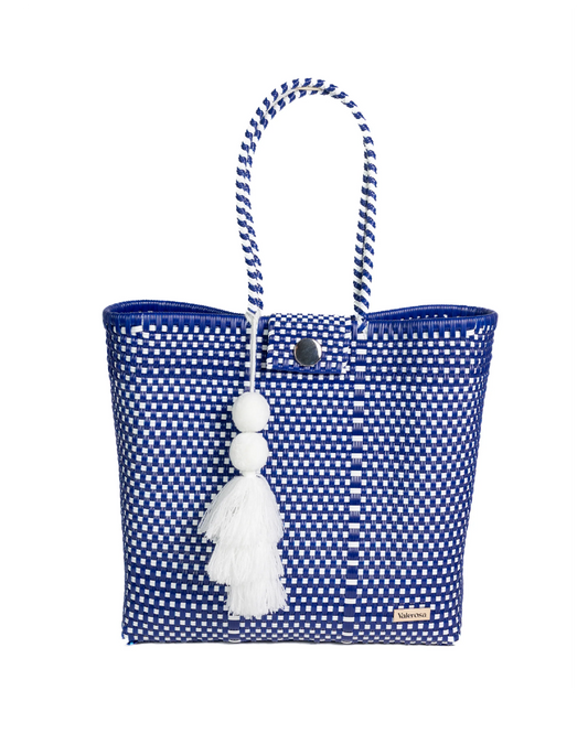 Navy and White Checkered Hombro Bag