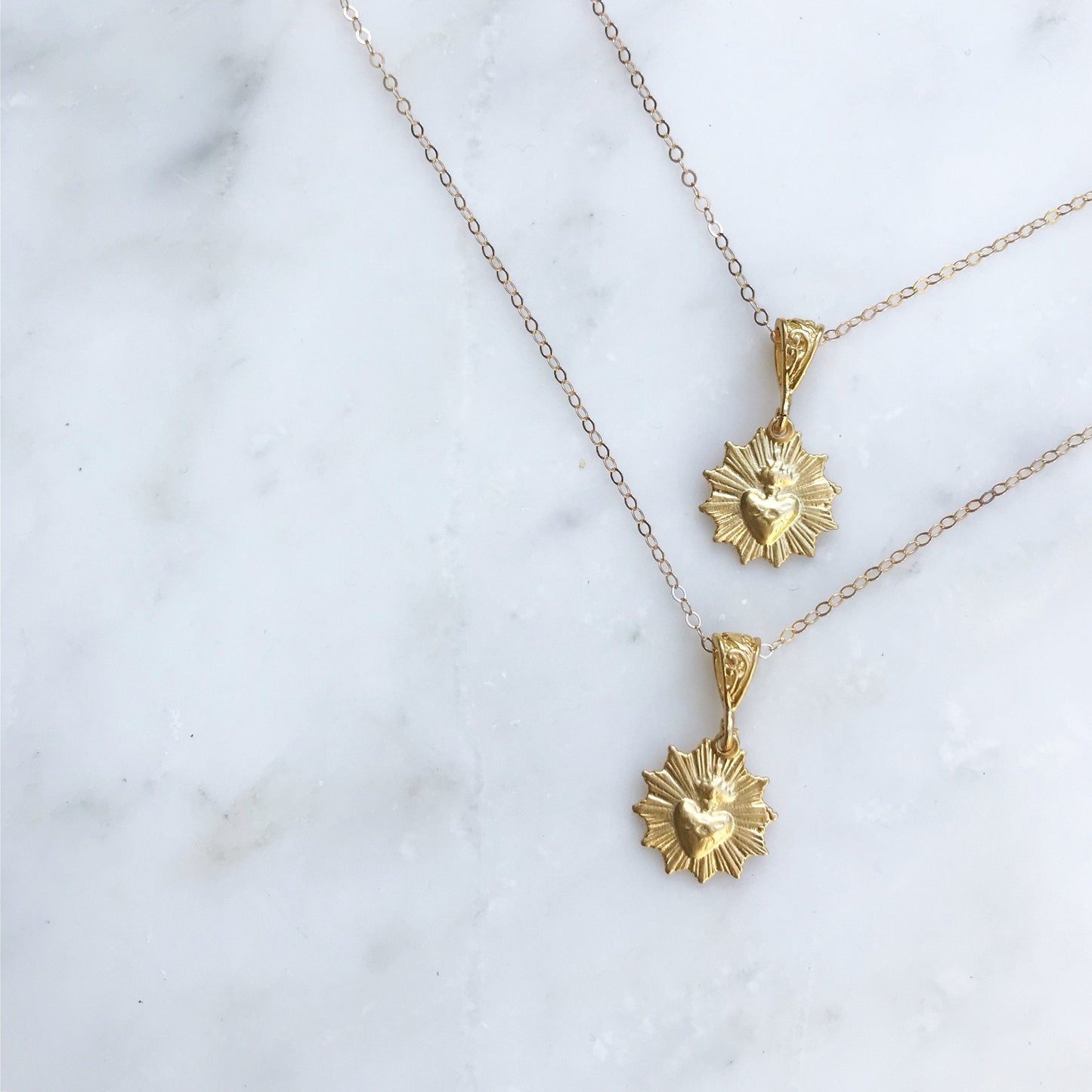 Gold Vermeil Most Sacred Heart Scalloped Necklace