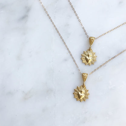 Gold Vermeil Most Sacred Heart Scalloped Necklace