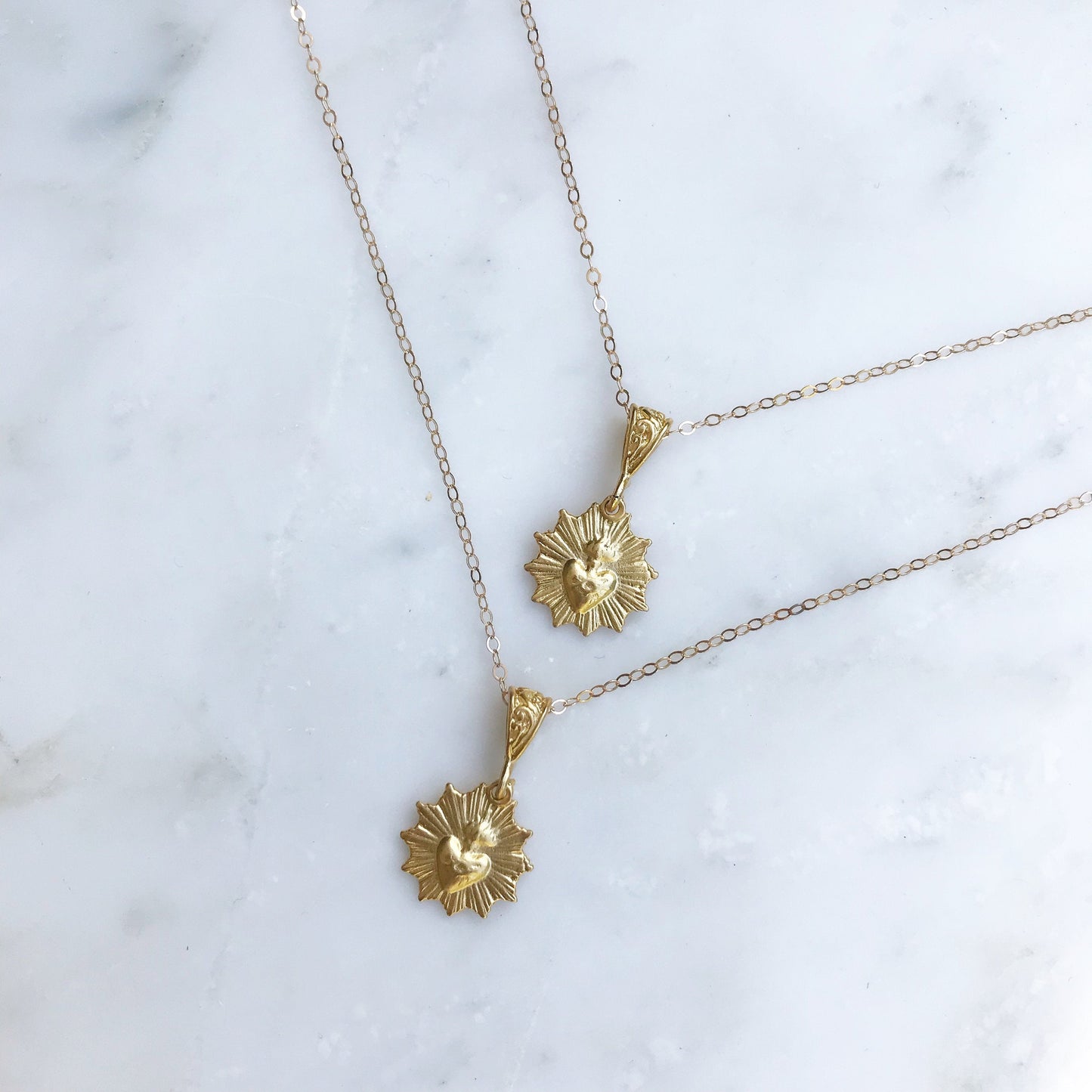 Gold Vermeil Most Sacred Heart Scalloped Necklace