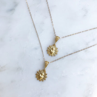 Gold Vermeil Most Sacred Heart Scalloped Necklace