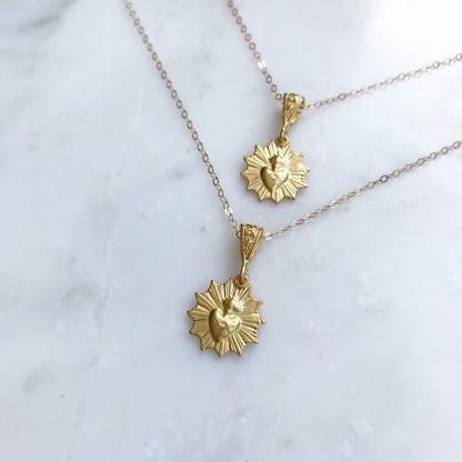 Gold Vermeil Most Sacred Heart Scalloped Necklace
