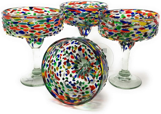 Confetti Rock Margarita Glasses - Set of 4 (16 oz each)