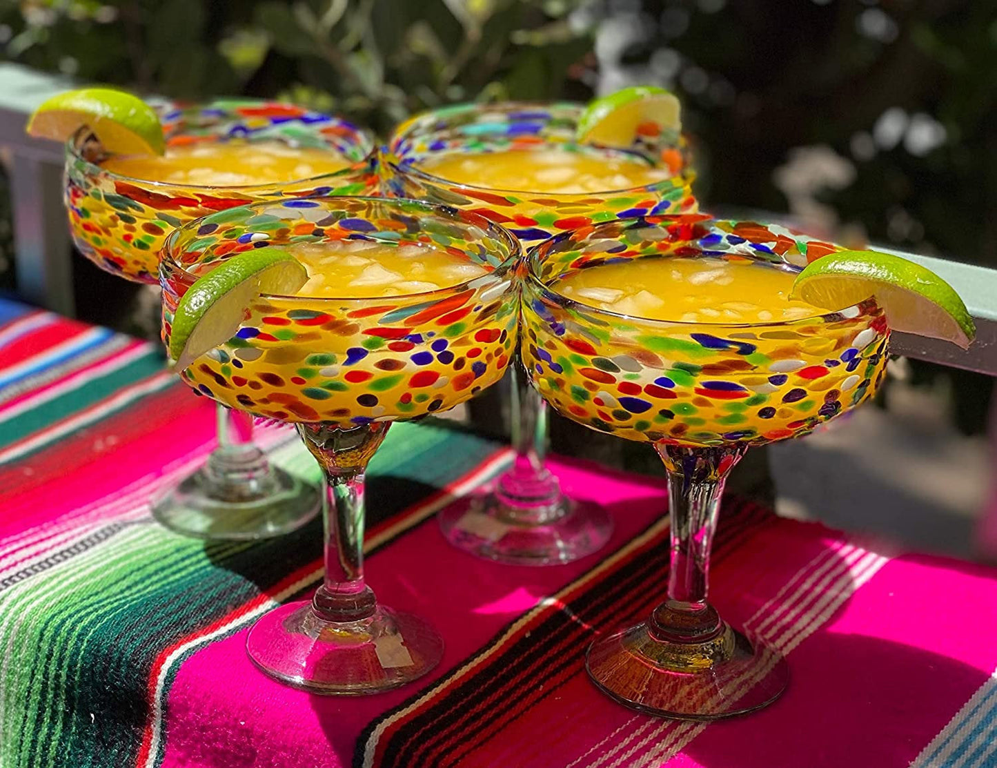 Confetti Rock Margarita Glasses - Set of 4 (16 oz each)
