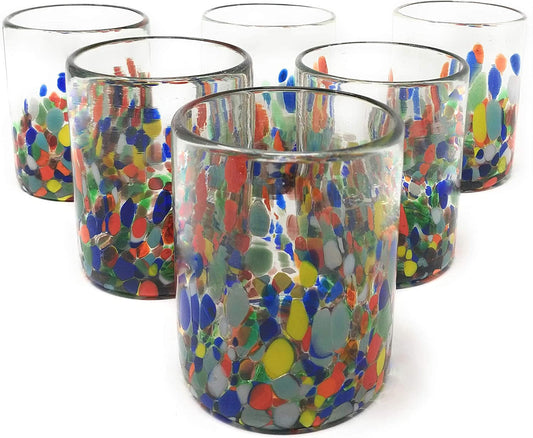 Confetti Carmen Tumbler Glasses - Set of 6 (10 oz each)