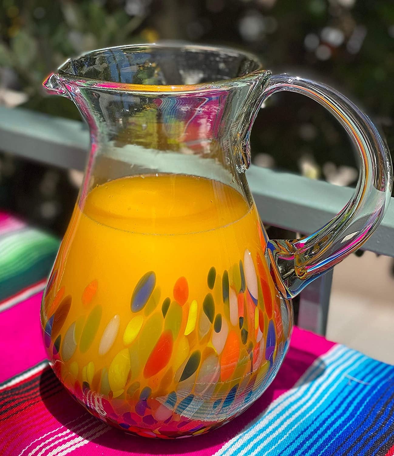 Confetti Carmen Design Glass Pitcher - Juice, Margaritas, Water, Lemonade (84 oz)