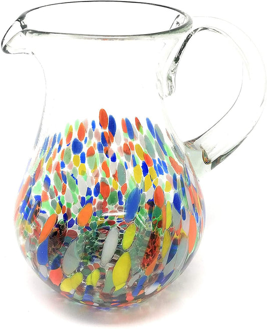 Confetti Carmen Design Glass Pitcher - Juice, Margaritas, Water, Lemonade (84 oz)