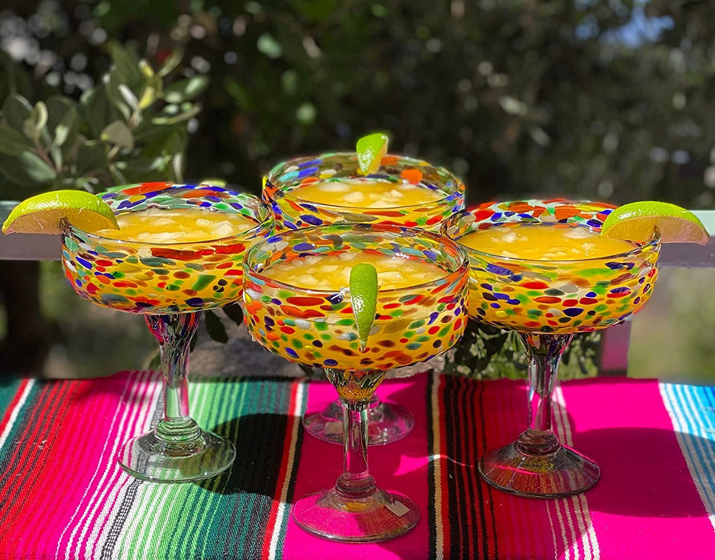 Confetti Rock Margarita Glasses - Set of 4 (16 oz each)