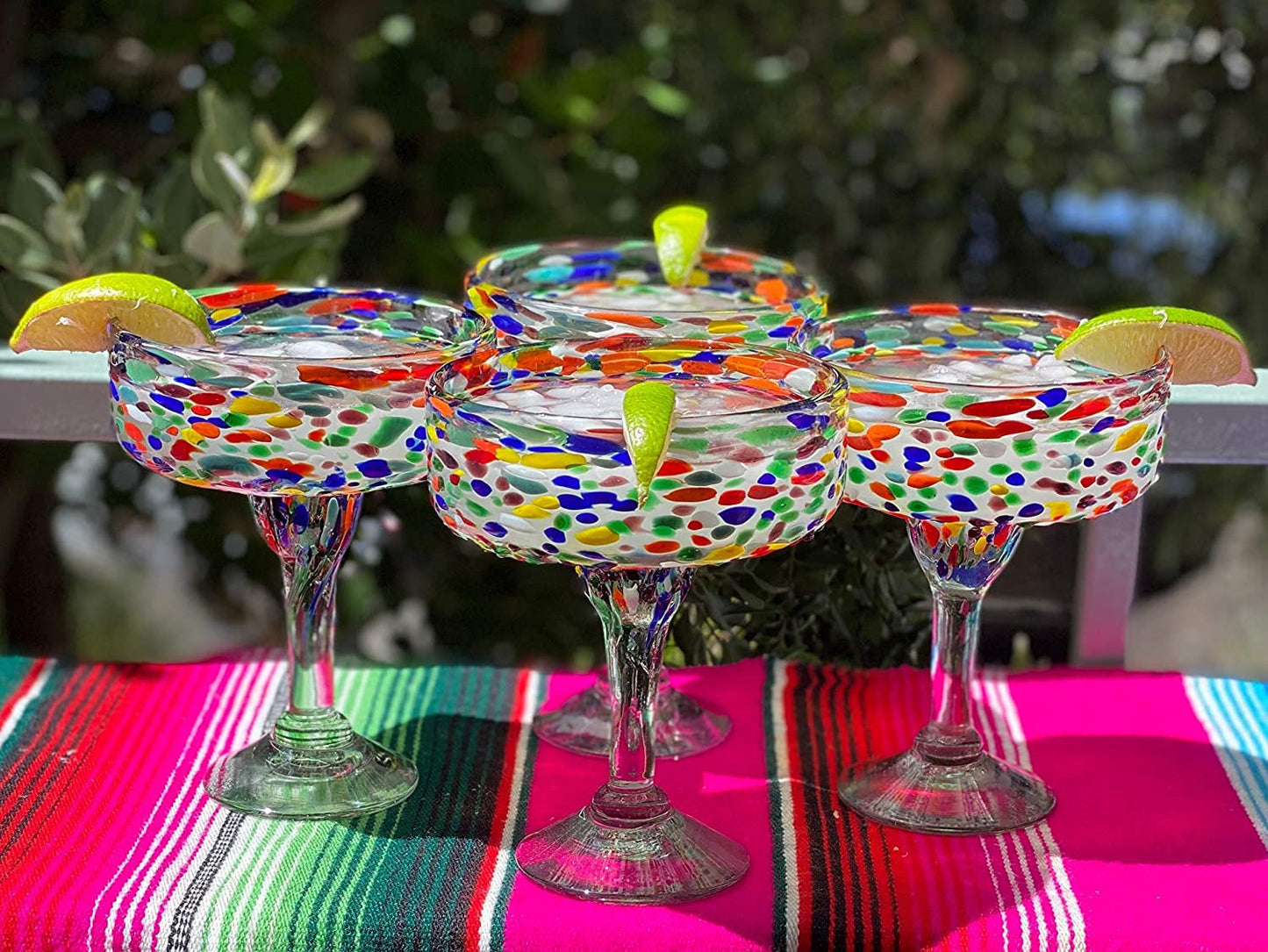 Confetti Rock Margarita Glasses - Set of 4 (16 oz each)