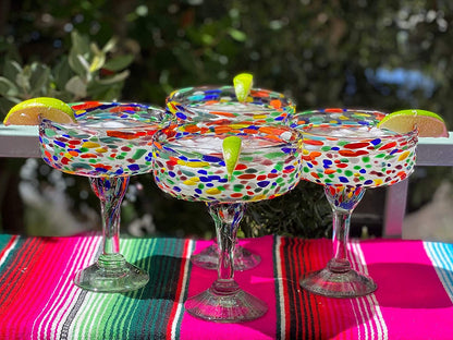Confetti Rock Margarita Glasses - Set of 4 (16 oz each)