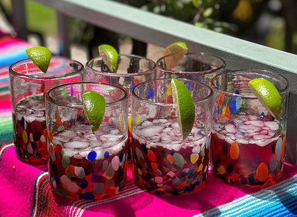 Confetti Carmen Tumbler Glasses - Set of 6 (10 oz each)