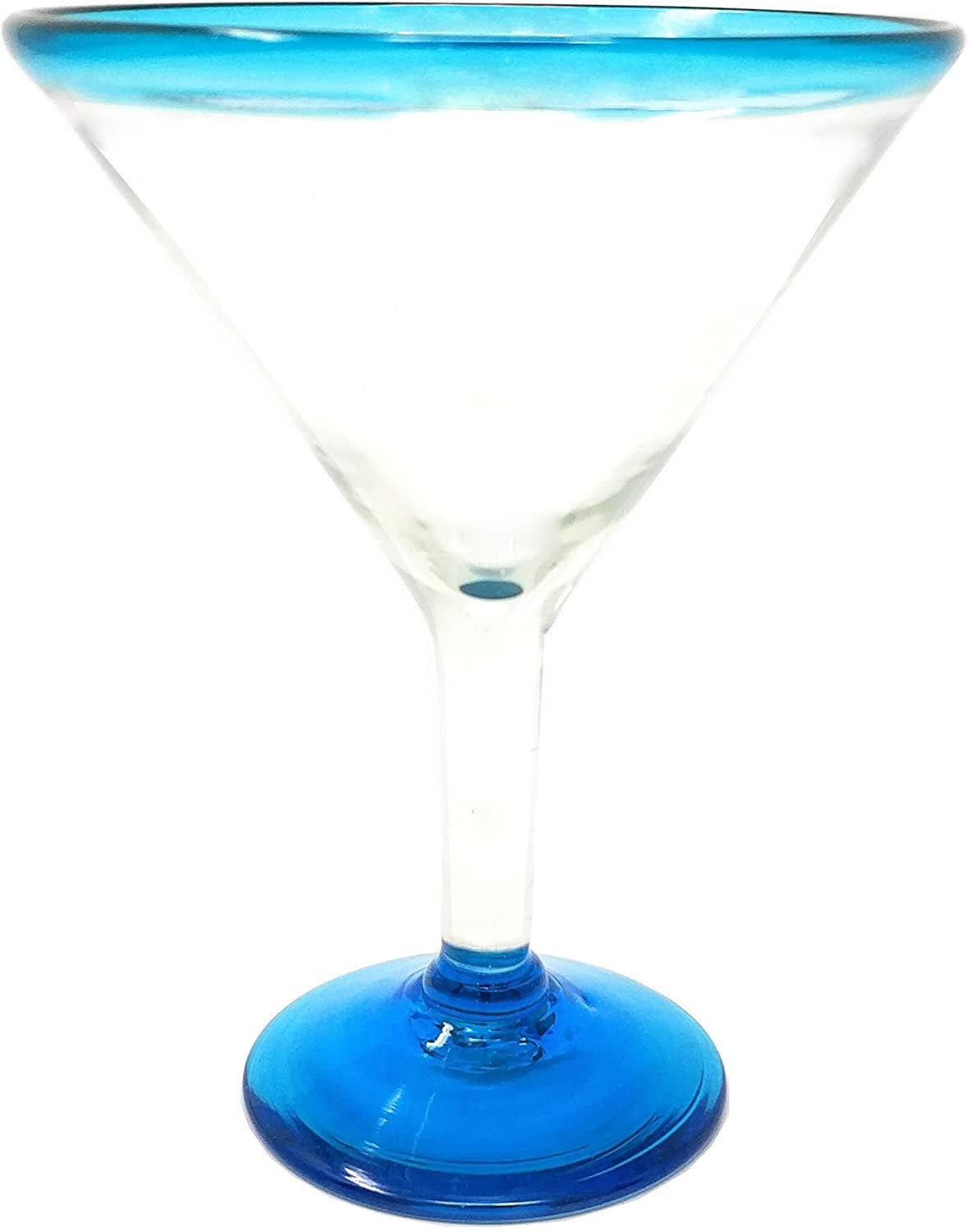 Aqua Rim Modern Margarita Glasses - Martini Style - Set of 4 (12 oz each)