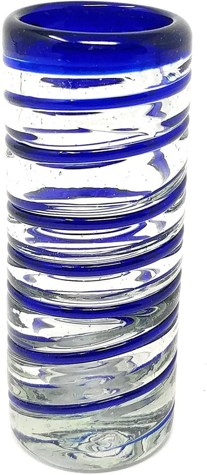 Cobalt Blue Spiral Tequila Shot Glasses - Set of 6 (2 oz each)