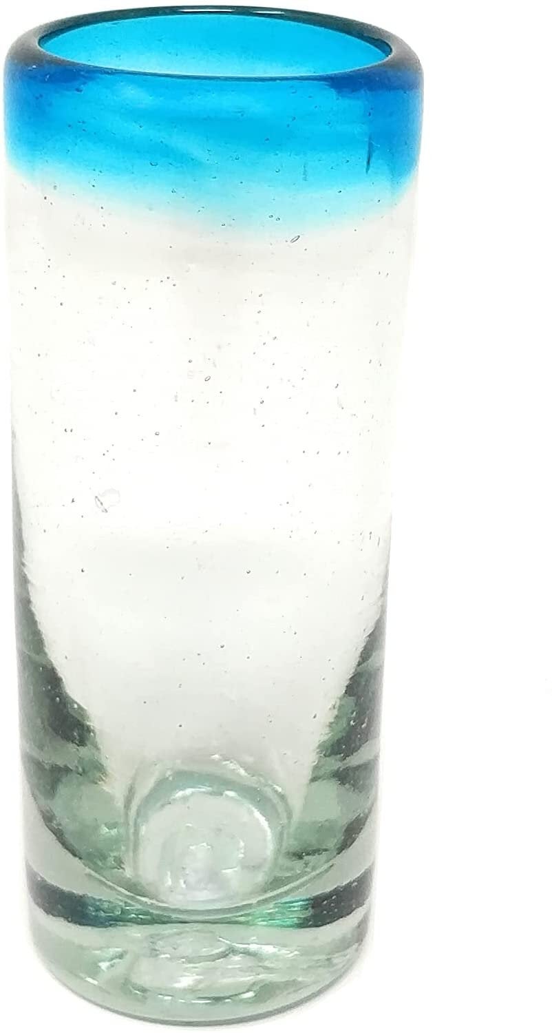Aqua Rim Tequila Shot Glasses  - Set of 6 (2 oz each)