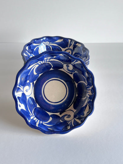 Blue and White Soup Bowls SET OF 2 wavy rim