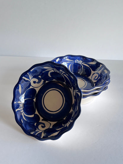 Blue and White Soup Bowls SET OF 2 wavy rim