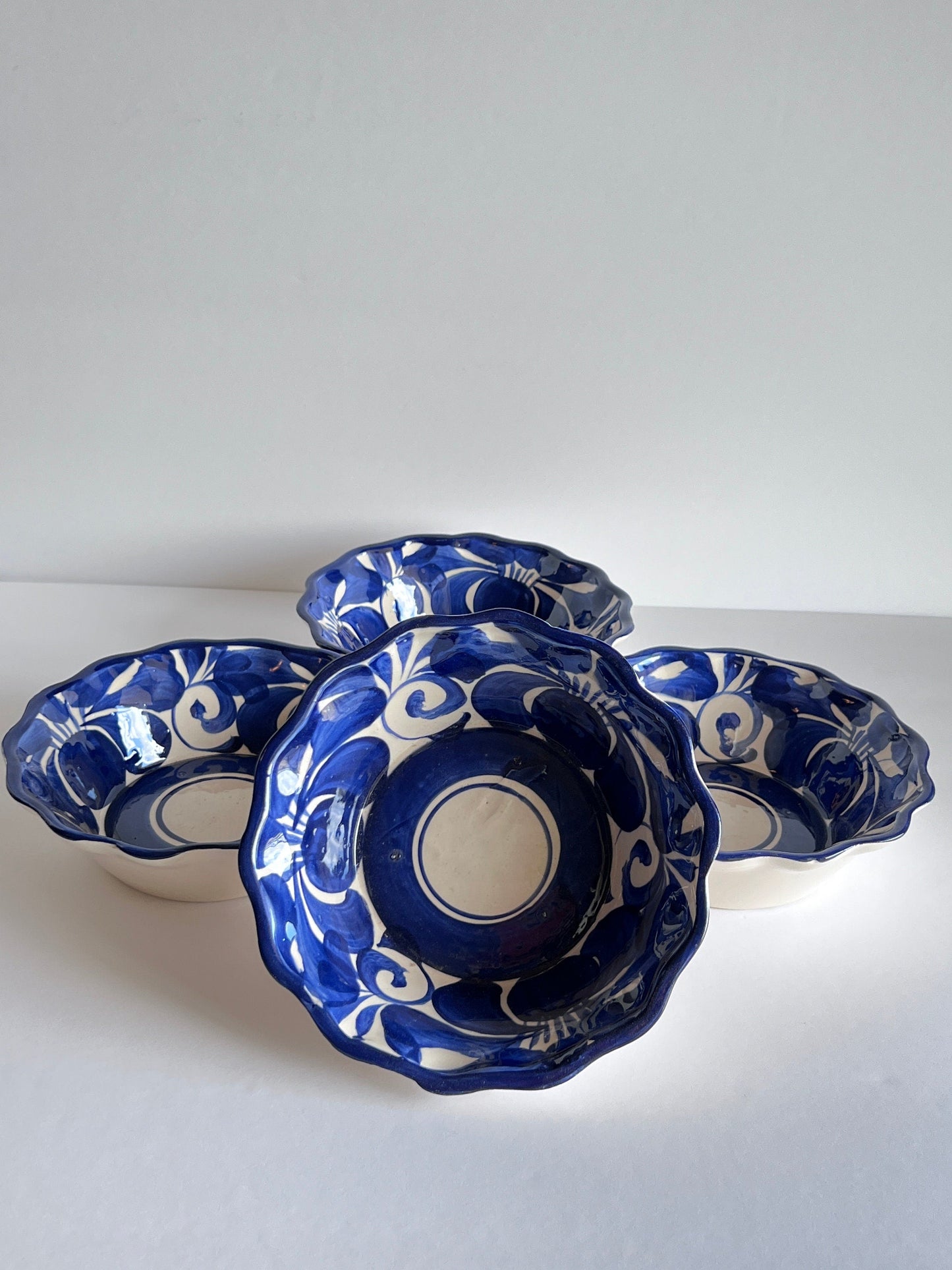 Blue and White Soup Bowls SET OF 2 wavy rim