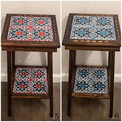 Square Talavera Tile End Table | Handmade Mexican Wood Accent Table