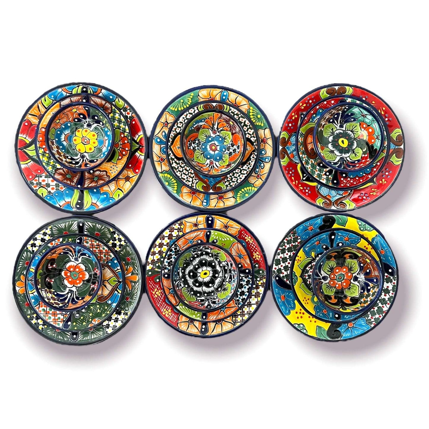 20-Piece Talavera Dinnerware Set | Handmade Floral Tableware (Seats 6)