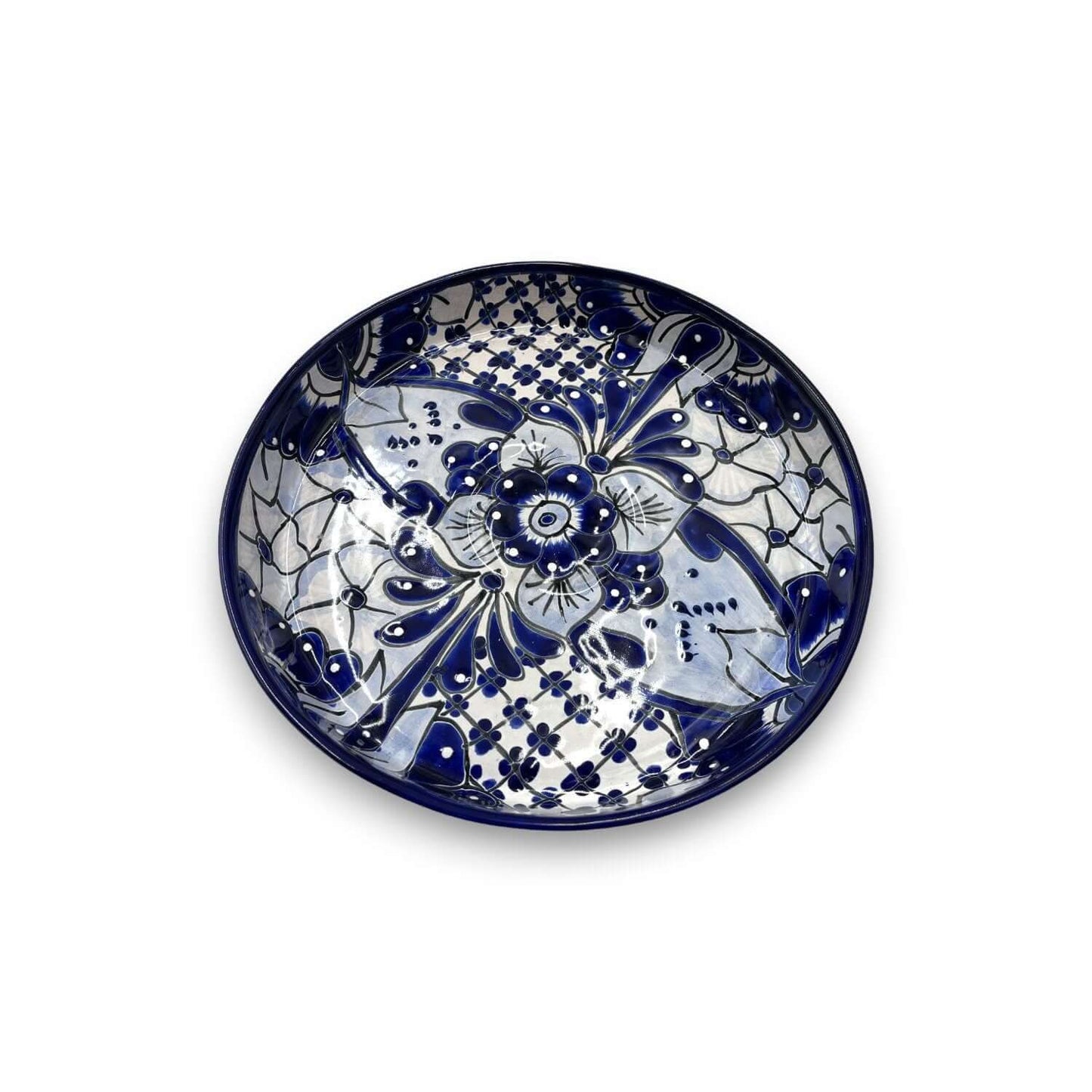 Handmade Talavera Appetizer Tray | Blue and White Sectional Platter
