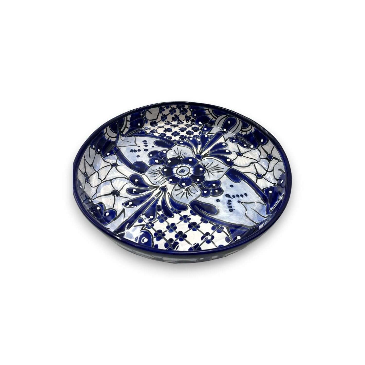 Handmade Talavera Appetizer Tray | Blue and White Sectional Platter