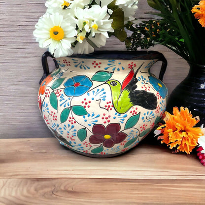11" Handcrafted Talavera Decor Planter | Artisan-Made Mexican Flower Pot